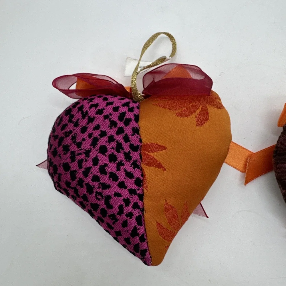 Hand Made In Italy Plush Heart Ornaments Color Block‎ 5